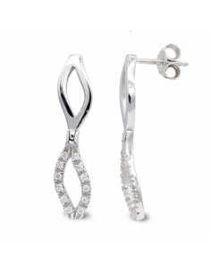 18K PENDIENTES ORO BLANCO LARGOS Y CIRCONITA CIERRE PRESION