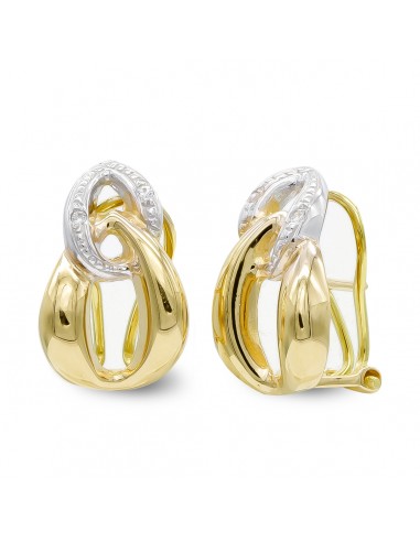 18K PENDIENTES ORO BICOLOR Y CIRCONITAS