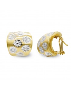 18K PENDIENTES ORO BICOLOR Y CIRCONITAS