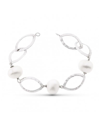 18K PULSERA ORO BLANCO 18CM PERLA CULTIVADAS 14 MM