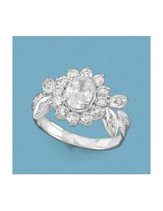 18K SORTIJA ORO BLANCO Y CIRCONITAS