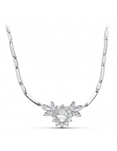 18K GARGANTILLA ORO BLANCO JUEGO NOVIA CENTRO 8X6 MM 45CM CIERRE MOSQUETON