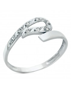 18K SORTIJA ORO BLANCO CRUZADA CON CIRCONITAS. ANCHO 7 MM