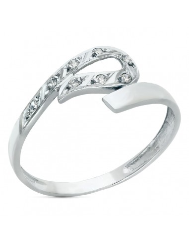18K SORTIJA ORO BLANCO CRUZADA CON CIRCONITAS. ANCHO 7 MM