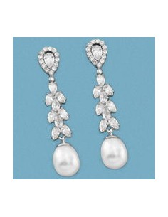 18K PENDIENTES ORO BLANCO Y PERLA