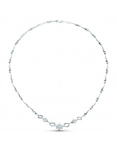 18K GARGANTILLA ORO BLANCO JUEGO NOVIA CENTRO PIÑA CIRCONITA 45CM MOSQUETON