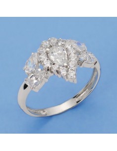 18K SORTIJA ORO BLANCO PIEDRAS Y CIRCONITAS.
