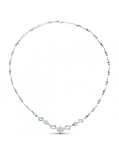 18K GARGANTILLA ORO BLANCO JUEGO NOVIA CENTRO PIÑA CIRCONITA 45CM MOSQUETON