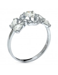 18K SORTIJA ORO BLANCO CON CIRCONITAS PERA. ANCHO: 11 MM