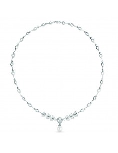 18K GARGANTILLA ORO BLANCO PERLA CULTIVADA 10 MM LONGITUD 45CM CIERRE MOSQUETON
