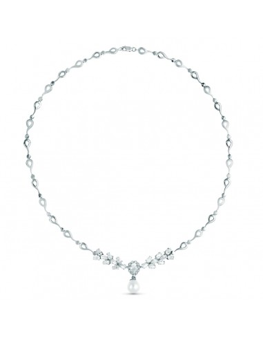 18K GARGANTILLA ORO BLANCO PERLA CULTIVADA 10 MM LONGITUD 45CM CIERRE MOSQUETON