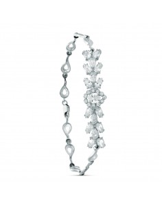 18K PULSERA ORO BLANCO JUEGO NOVIA CIRCONITA 18.50CM CIERRE MOSQUETON