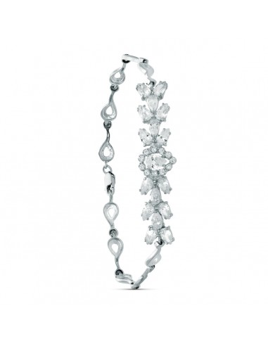 18K PULSERA ORO BLANCO JUEGO NOVIA CIRCONITA 18.50CM CIERRE MOSQUETON