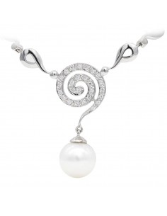 18K GARGANTILLA ORO BLANCO Y PERLA 10 MM
