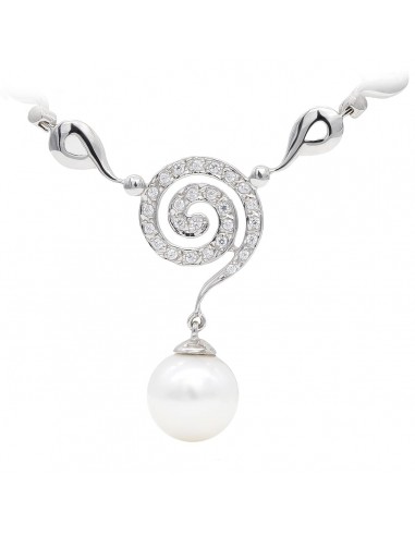 18K GARGANTILLA ORO BLANCO Y PERLA 10 MM