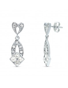 18K PENDIENTES ORO BLANCO JUEGO NOVIA 24X7 MM CIERRE PRESION
