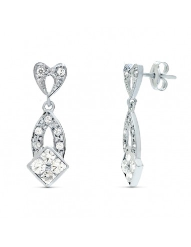 18K PENDIENTES ORO BLANCO JUEGO NOVIA 24X7 MM CIERRE PRESION