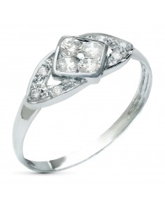 18K SORTIJA ORO BLANCO ROMBO CON CIRCONITA ANCHO 7 MM