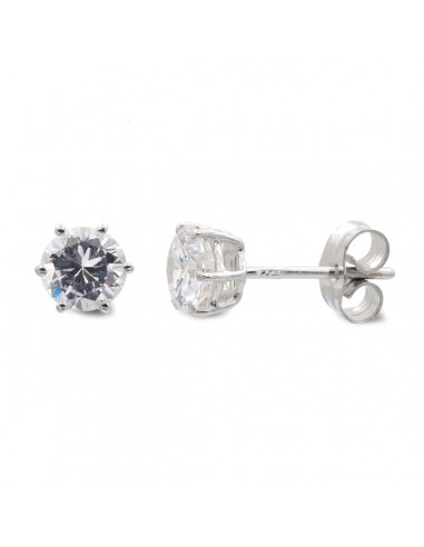 18K PENDIENTES ORO BLANCO GARRAS CIRCONITA 6X6 MM CIERRE PRESION