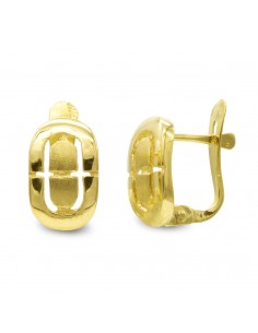 18K PENDIENTES ORO AMARILLO BRILLO Y MATE 10X6 MM CIERRE CATALAN
