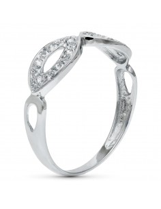 18K SORTIJA ORO BLANCO CALADA CON CIRCONITAS. ANCHO: 6 MM