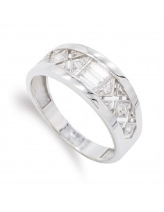 18K SORTIJA ORO BLANCO CIRCONITAS BAGUETTE. ANCHO: 8 MM