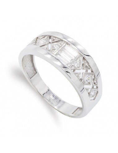 18K SORTIJA ORO BLANCO CIRCONITAS BAGUETTE. ANCHO: 8 MM