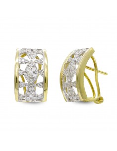 18K PENDIENTES ORO BICOLOR CON CIRCONITA CIERRE OMEGA