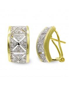 18K PENDIENTES ORO BICOLOR Y CIRCONITA CIERRE OMEGA