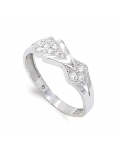18K SORTIJA ORO BLANCO MOTIVO CON CIRCONITAS. ANCHO: 6 5 MM