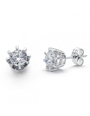 18K PENDIENTES SOLITARIO ORO BLANCO 7 MM