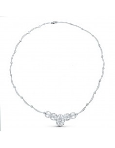 18K GARGANTILLA ORO BLANCO 42CM SEMIRIGIDA CENTRO CIRCONITA 40X18 MM CIERRE MOSQUETON