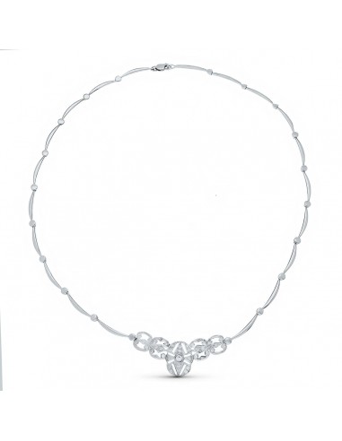 18K GARGANTILLA ORO BLANCO 42CM SEMIRIGIDA CENTRO CIRCONITA 40X18 MM CIERRE MOSQUETON