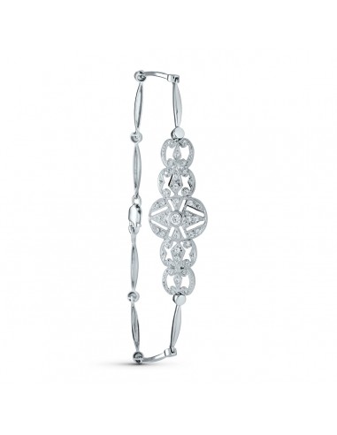18K PULSERA ORO BLANCO SEMIRIGIDA CIRCONITA 18CM CIERRE MOSQUETON