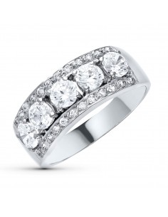 18K SORTIJA ORO BLANCO CON CIRCONITAS. ANCHO 7 MM