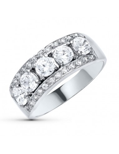 18K SORTIJA ORO BLANCO CON CIRCONITAS. ANCHO 7 MM