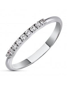18K SORTIJA ORO BLANCO FINA CON CIRCONITAS EN GARRAS. ANCHO: 1 5 MM