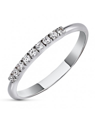 18K SORTIJA ORO BLANCO FINA CON CIRCONITAS EN GARRAS. ANCHO: 1 5 MM