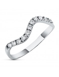 18K SORTIJA ORO BLANCO ONDAS CON CIRCONITAS. ANCHO: 2 MM