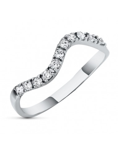 18K SORTIJA ORO BLANCO ONDAS CON CIRCONITAS. ANCHO: 2 MM