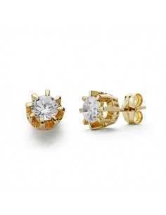 18K PENDIENTES ORO AMARILLO SOLITARIO GARRA 7 MM