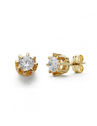 18K PENDIENTES ORO AMARILLO SOLITARIO GARRA 7 MM