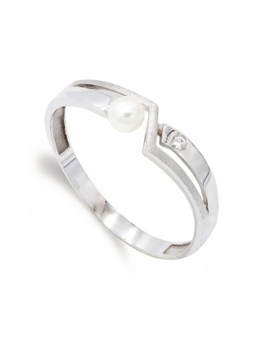 18K SORTIJA ORO BLANCO PERLA 3 5 MM Y CIRCONITA. ANCHO: 4 5MM