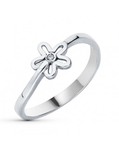 18K SORTIJA ORO BLANCO FLOR CALADA CON CIRCONITAS. ANCHO: 6 5 MM