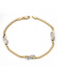 18K PULSERA BICOLOR CIRCONITAS. 17 CM.