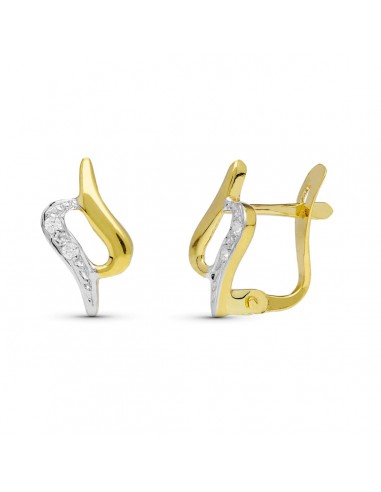 18K PENDIENTES BICOLOR CIRCONITA 11X7 MM CIERRE CATALAN