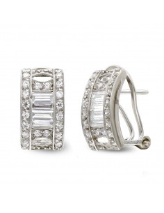 18K PENDIENTES ORO BLANCO BARRITAS Y CIRCONITAS