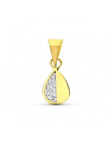 18K COLGANTE ORO AMARILLO HOJA CIRCONITA 10X6 MM