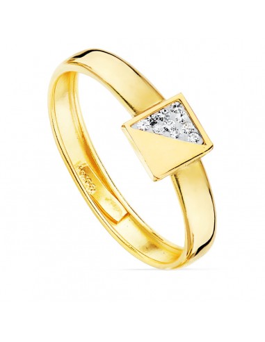 18K SORTIJA ORO AMARILLO COMUNION MOTIVO CUADRADO 5 MM ANCHO CUERPO 3 MM