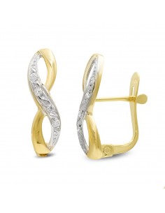 18K PENDIENTES ORO BICOLOR CIRCONITA 17X6 MM CIERRE CATALAN